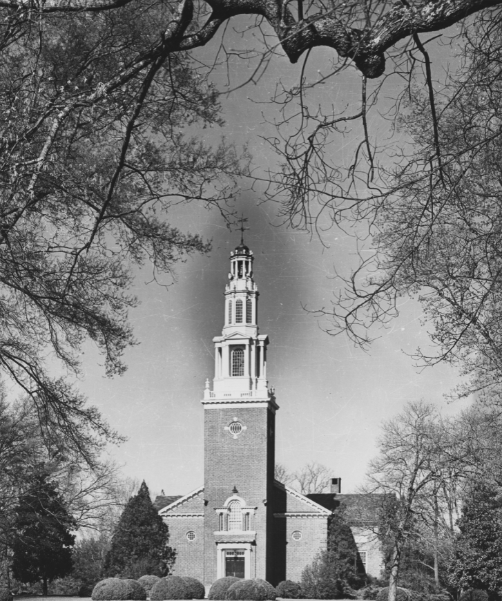 Black & White Image of the College Chapel on Berry College's Campus